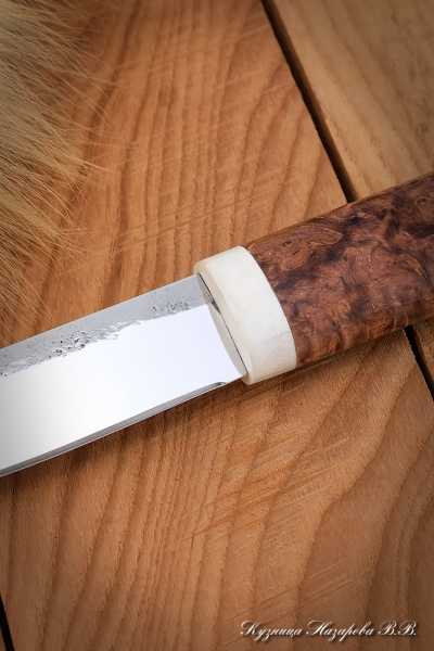 Yakut knife 2 steel H12MF forged dol handle Karelian birch brown