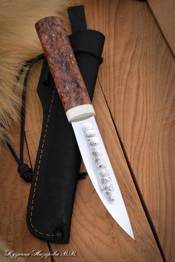 Нож Якутский 2 сталь Х12МФ кованый дол рукоять карельская береза коричневая