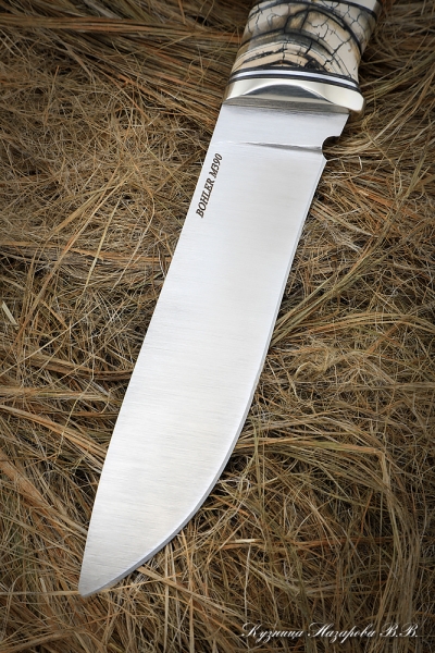 Knife No. 36 M390 nickel silver mammoth bone iron wood