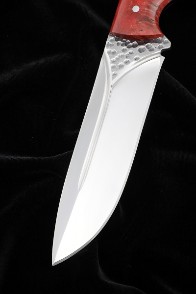 Knife No. 38 D2 all-metal handle Karelian birch red