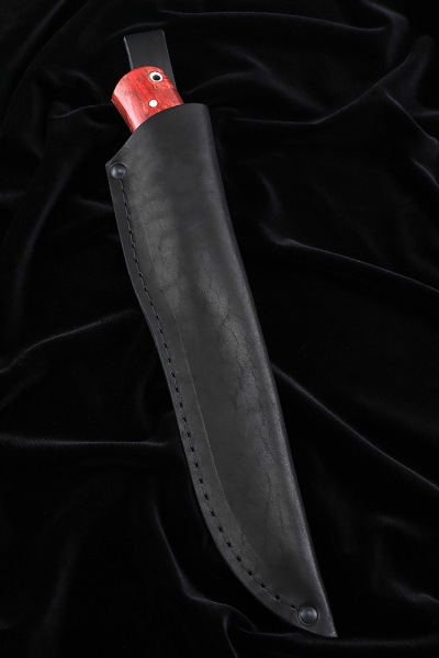 Нож №38 D2 цельнометаллический рукоять карельская береза красная