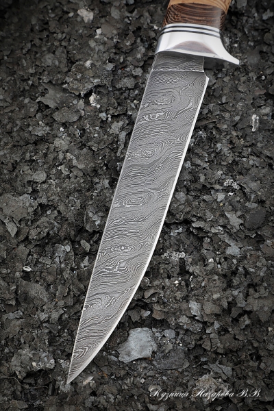 Knife Needle Damascus handle birch bark