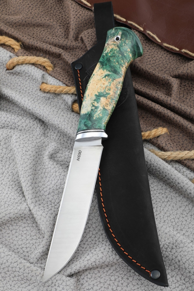 Нож &quot;Овод&quot; сталь N690 рукоять кап клена зеленый (NEW) 