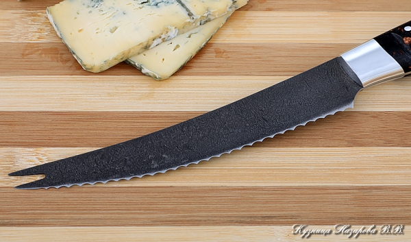 Кухонный нож Шеф № 4 сталь Х12МФ рукоять акрил коричневый