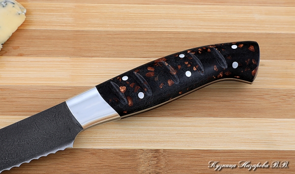 Кухонный нож Шеф № 4 сталь Х12МФ рукоять акрил коричневый