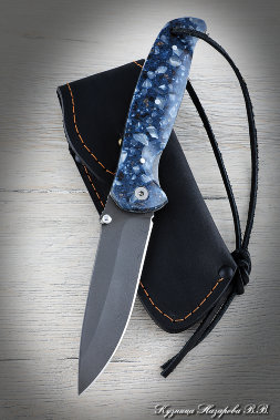 Нож складной Корвет сталь Х12МФ накладки акрил синий