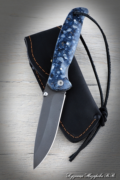 Folding Knife Corvette Steel H12MF Lining Acrylic Blue
