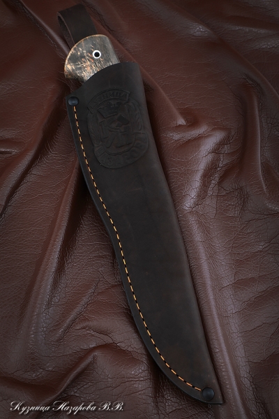 Knife Varan wootz steel mikarta black hornbeam Karelian birch brown