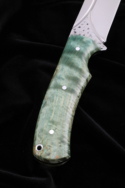Нож №38 D2 цельнометаллический рукоять карельская береза зеленая