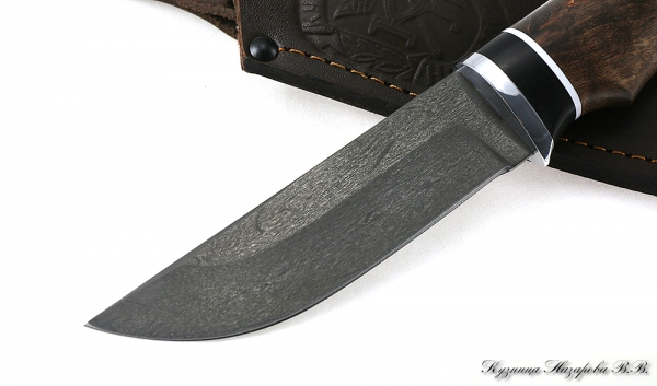 Нож Беркут х12мф черный граб стабилизированная карельская береза (коричневая)