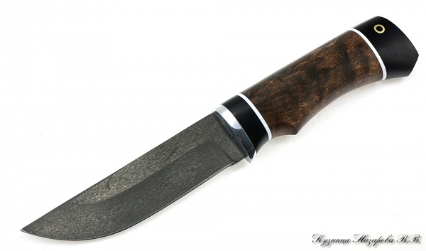 Нож Беркут х12мф черный граб стабилизированная карельская береза (коричневая)