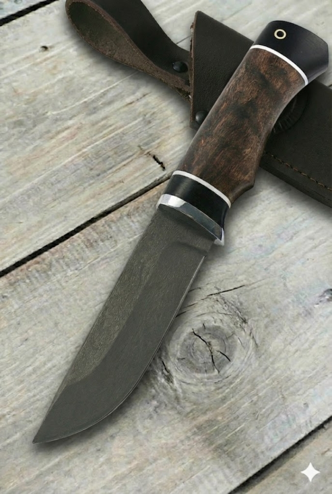 Golden Eagle knife H12MF black hornbeam stabilized Karelian birch (brown)