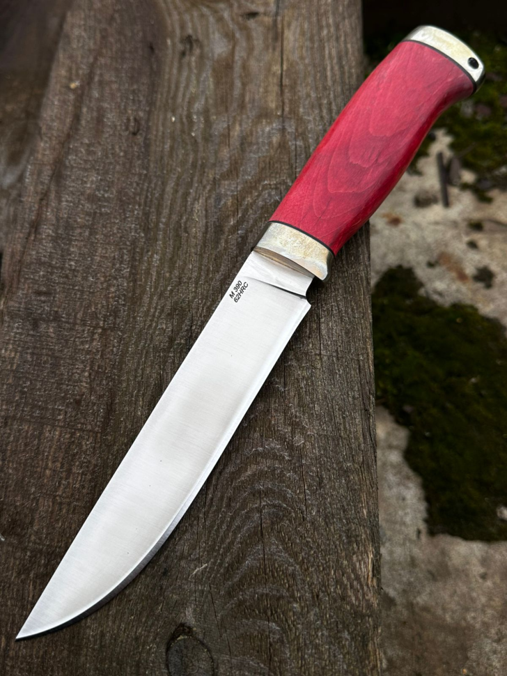 Нож "Засапожный" сталь М390 рукоять карельская береза красная (распродажа) 