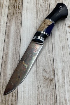 Нож Овод дамасская — наборная рукоять: карельская береза, черный граб