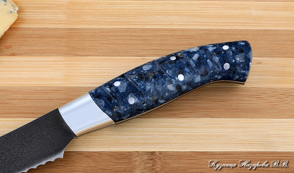 Кухонный нож Шеф № 4 сталь Х12МФ рукоять акрил синий
