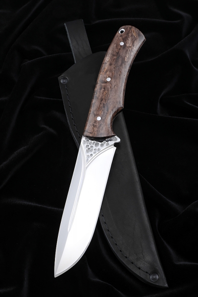 Нож №38 D2 цельнометаллический рукоять карельская береза коричневая