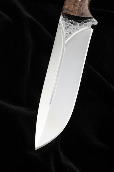 Knife No. 38 D2 all-metal handle Karelian birch brown