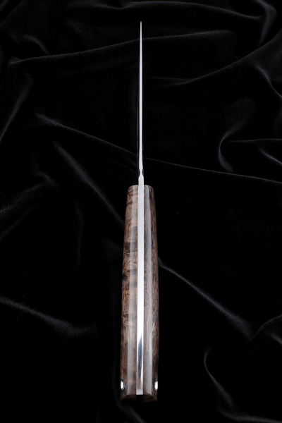 Нож №38 D2 цельнометаллический рукоять карельская береза коричневая
