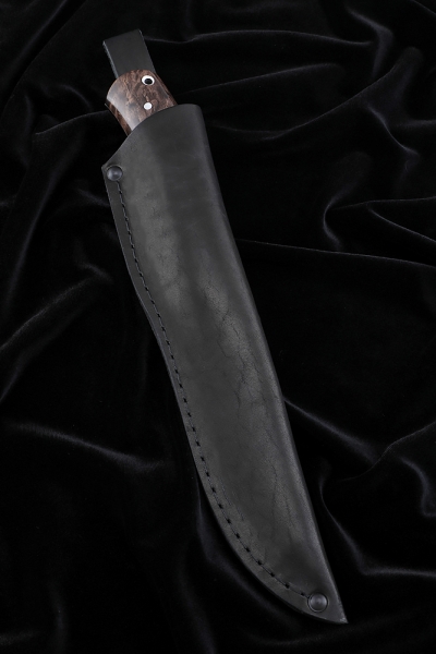Knife No. 38 D2 all-metal handle Karelian birch brown
