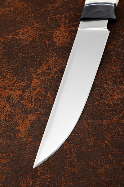 Нож Ирбис-2 Х12МФ (полиров) рукоять карбон, бивень моржа, карельская береза зеленая