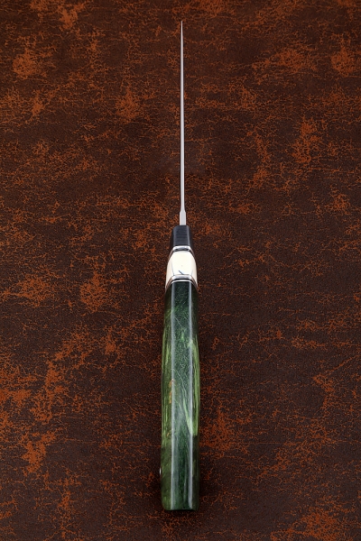 Нож Ирбис-2 Х12МФ (полиров) рукоять карбон, бивень моржа, карельская береза зеленая
