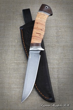 Knife Leopard wootz steel birch bark