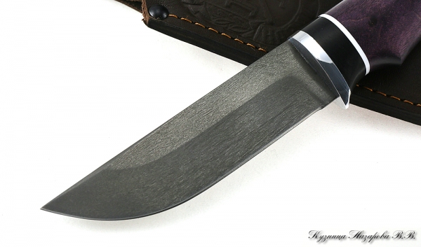 Golden Eagle knife H12MF black hornbeam stabilized Karelian birch (purple)