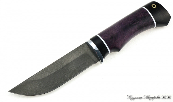 Нож Беркут х12мф черный граб стабилизированная карельская береза (фиолетовая)