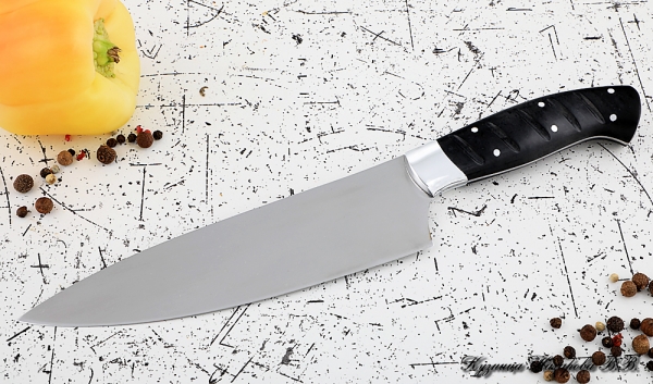 Кухонный нож Шеф № 12 сталь 95Х18 рукоять акрил черный