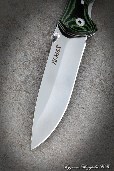 Folding knife Corvette steel Elmax lining Mikarta green