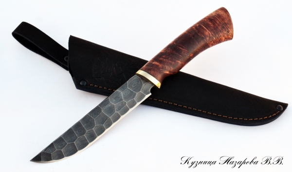 Knife Gadfly Damascus full stone Karelian birch