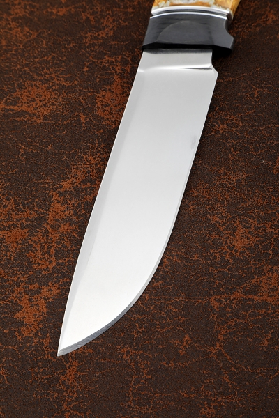 Нож Странник-2 Х12МФ рукоять зуб мамонта стабилизированный желтый черный граб