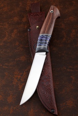 Knife Gadfly H12MF (polishes) handle carbon, mammoth tooth stabilized purple, rosewood