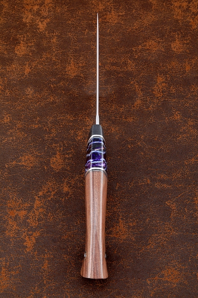 Нож Овод Х12МФ (полиров) рукоять карбон, зуб мамонта стабилизированный фиолетовый, палисандр