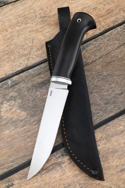 Нож охотничий &quot;Засапожный&quot; сталь N690  рукоять черный граб