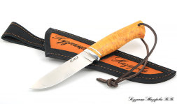 Нож Сокол 2 сталь ELMAX - сатин рукоять карельская береза (янтарная)