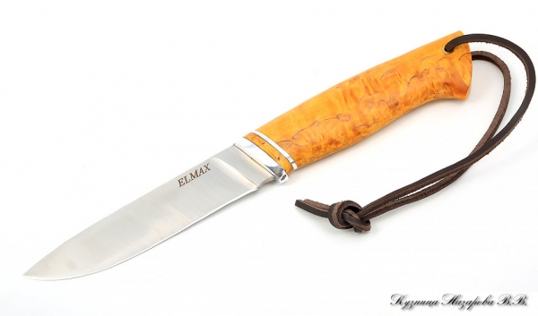Нож Сокол 2 сталь ELMAX - сатин рукоять карельская береза (янтарная)