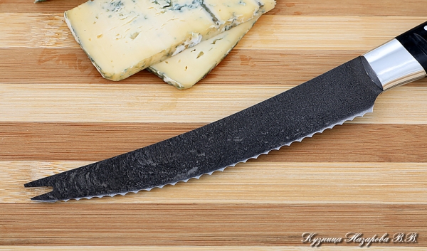 Кухонный нож Шеф № 4 сталь Х12МФ рукоять акрил черный