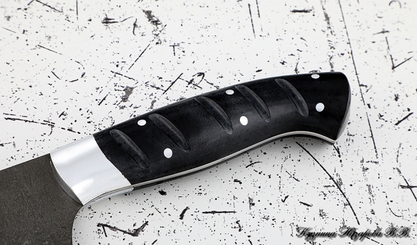 Кухонный нож Шеф № 12 сталь Х12МФ рукоять акрил черный