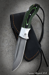 Folding knife Owl steel H12MF lining duralumin mikarta green