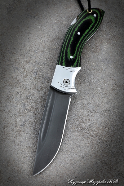 Folding knife Owl steel H12MF lining duralumin mikarta green