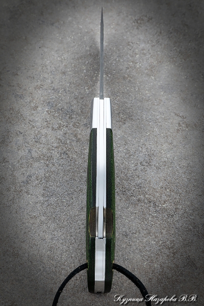 Нож складной Филин сталь х12мф накладки дюраль микарта зеленая