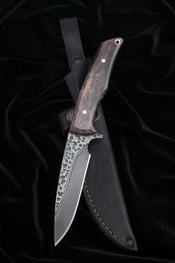 Knife No. 39 H12MF all-metal handle Karelian birch brown
