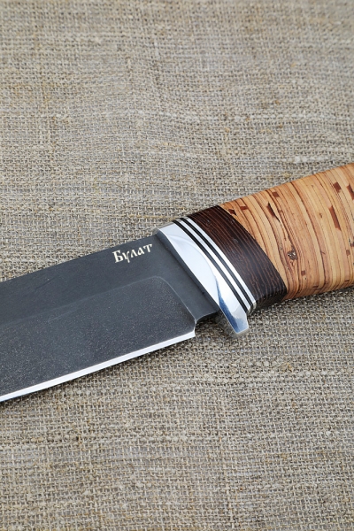 Knife Wanderer wootz steel handle birch bark