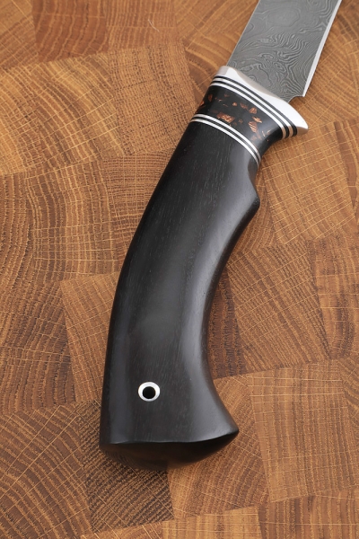 Knife Killer whale big sirloin damask handle acrylic brown black hornbeam