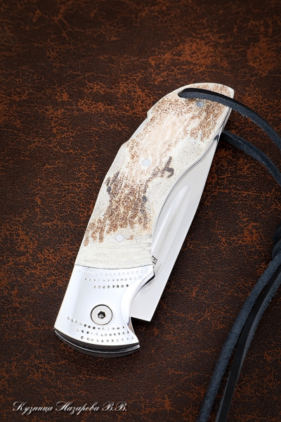 Folding Knife Owl Steel Elmax lining bone carved with duralumin