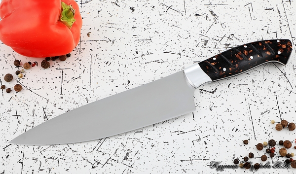 Кухонный нож Шеф № 12 сталь 95Х18 рукоять акрил коричневый
