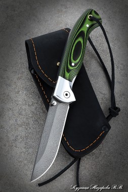 Нож складной Ладья сталь Х12МФ рукоять микарта зеленая