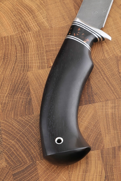 Knife Killer whale small fillet damascus handle acrylic brown black hornbeam