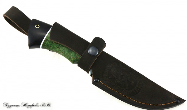 Knife Cheetah H12MF black hornbeam stabilized Karelian birch (green)